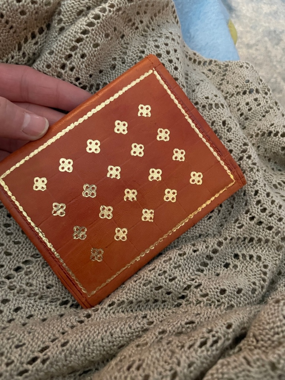 Men's Italian Leather Card Wallet in 22k Gold Accents